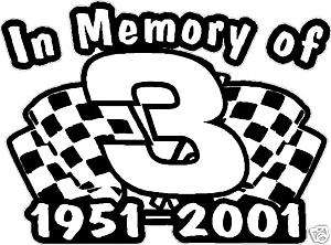 In Memory of Dale Earnhardt Sr Decal Sticker   Large  