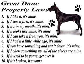 PARCHMENT PRINT = GREAT DANE BIG DOG BREED PROPERTY LAW  