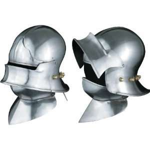   Sallet Wearable 14 Gauge Steel Helmet with Visor, Browplate, Bevor and