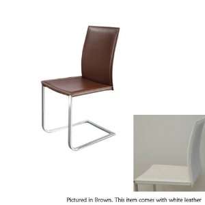  Alva White Leather Dining Chair (Set of 2): Home & Kitchen