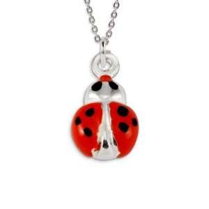    .925 Sterling Silver Red Black Enamel Lady Bug Pendant: Jewelry