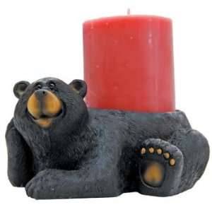 Cute Laying Down Black Bear Figure Decorative Pillar Candle Holder 