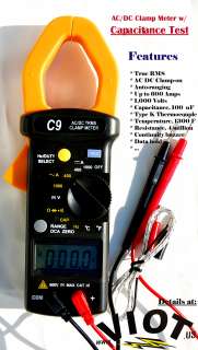 true rms ac dc clamp on ammeter dmm model c9