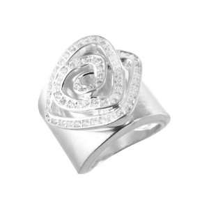    Rose Sterling Silver Ring with Clear Crystals (8) Sabrina Jewelry