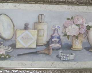 Silver Framed w Glass Print of ROMANTIC VANITY TABLE  
