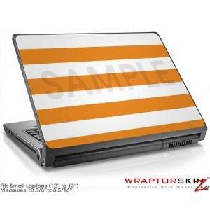 Small Laptop Skin Kearas Psycho Stripes Orange and White