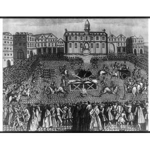   Public execution of man by being drawn and quartered