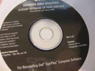 NEW DELL OPTIPLEX 330 740 755 DRIVER CD DISK SET TC935  