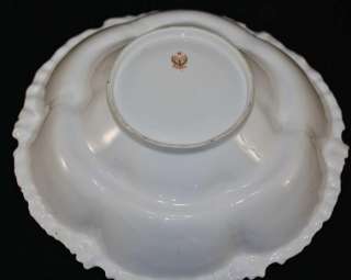 RS Prussia Beautiful Flower Mold Edge Rose & Forget Me Not Bowl  