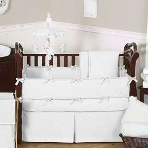  Solid White Minky Dot Baby Bedding   9pc Crib Set by JoJO 
