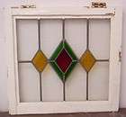 OLD ENGLISH STAINED GLASS WINDOW Colorful Diamond Desig