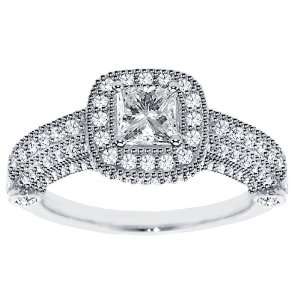 35 CT Diamond Encrusted Princess Cut Engagement Ring with Pave Set 