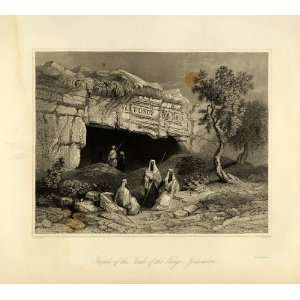  1849 Copper Engraving Tomb Kings Jerusalem Israel Rock 