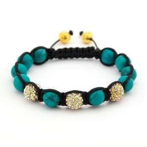   Turquoise and Crystal Shamballa Inspired Bracelet: SusanB.: Jewelry