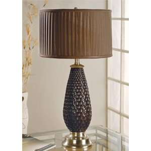  Dimpled Table Lamp With Brown Drum Shade: Home Improvement