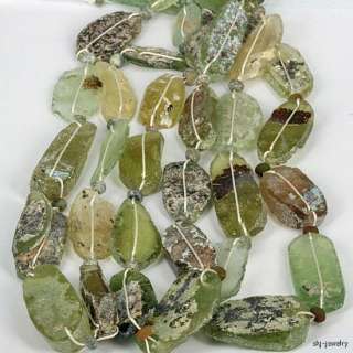 Ancient Reworked Glass Beads   Recovered Glass with Iridescent Patina 