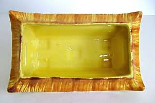 vintage 1950 s or 60 s yellow brown ceramic pagoda planter it is 