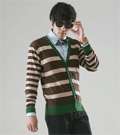 New Mens Cardigan Sweaters Knit GRADUAL STRIPE Gray  