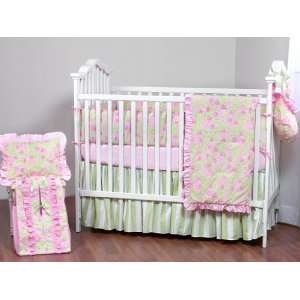  Flower Basket Pink/green 4 Piece Crib Set: Baby