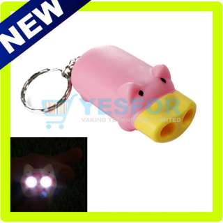NEW Mini Pig Keychain Flashlight with 2 Led Pink  