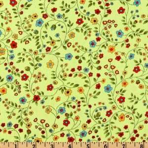  44 Wide Fanciful Flowering Vines Lime Fabric By The Yard 