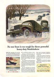 1943 Studebaker Military Trucks, Vintage Color Ad  
