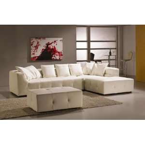  Modern White Leather Living Room Sectional Sofa