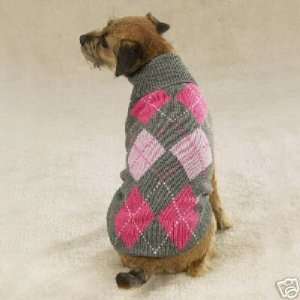 Zack & Zoey Tonal Argyle Dog Sweater GRAY LARGE:  Kitchen 