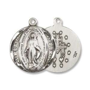  Miraculous Mary Sterling Silver Medal with 24 Stainless 