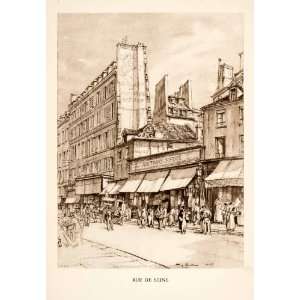  1926 Photolithograph Henry Rushbury Art Rue De Seine Paris 