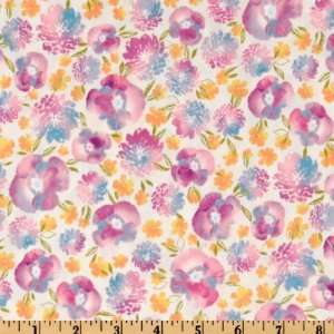  44 Wide Mimosa Tossed Flowers Spring Ivory Fabric By The 