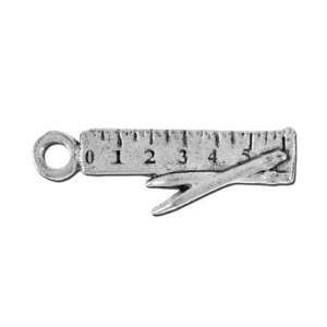  9x27x3mm Ruler & Pencils Pewter Charm Arts, Crafts 