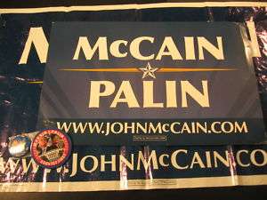 Lot of (4) 1998 McCain  Palin Pins + Signs  