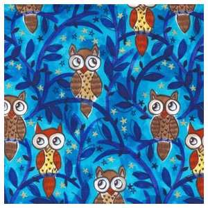 Moonlit Owls on Blue Fabric by Michael Miller Fabrics One 