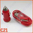 in1 Red USB Mini Car Charger+Data Sync Cable For iPod/iPhone 3G 3GS 