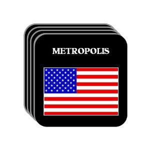 US Flag   Metropolis, Illinois (IL) Set of 4 Mini Mousepad Coasters