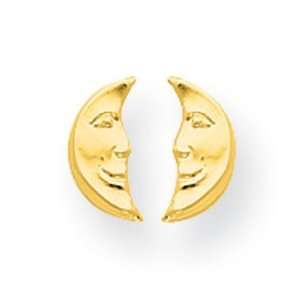  14k Moon w/ face Post Earrings Jewelry