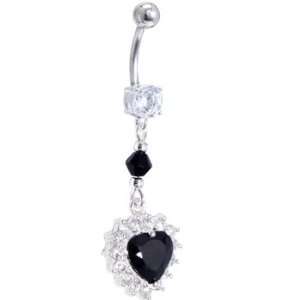   : Crystalline Gem Midnight Imperious Heart Dangle Belly Ring: Jewelry