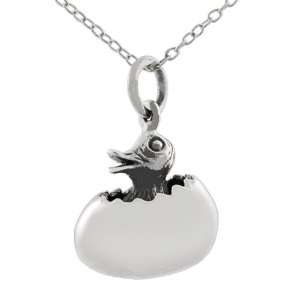  Sterling Silver Movable Baby Duck Egg Pendant: Jewelry
