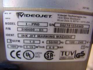 Videojet IPRO XHS printer ink marking Machine & Extra N/R  