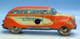 1950s Post War German TIN WIND UP TOURIST BUS~Probably Technofix 