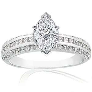   Marquise Diamond Engagement Ring Pave SI3 H EGL: Fascinating Diamonds