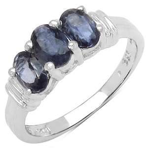  1.00 Carat Genuine Iolite Sterling Silver Ring: Jewelry