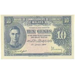  Malaya 1941 (1945) 10 Cents, Pick 8 