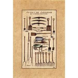  Outils De Jardinage, Les Brouettes by David Laurence 13x19 