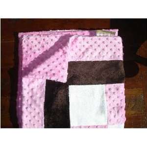 BBDNY : Bubble Gum Pink and Chocolate : Designer Luxury Baby Blanket 