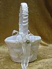 New White Satin Ribbon Rhinestone Wedding Bridal Flower Girl Basket