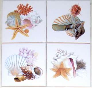 Sea Shell Ceramic Tiles Star Fish Shells 4 pcs of 4.25  