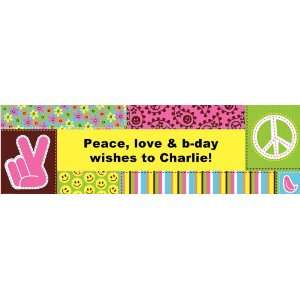  Peace and Love Personalized Birthday Banner Medium 24 x 