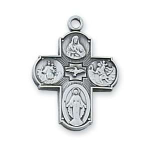   Ladies 4 Way Medal Jesus, Miraculous, St. Christopher & St. Joseph